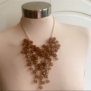 16” beaded brown & gold statement necklace
